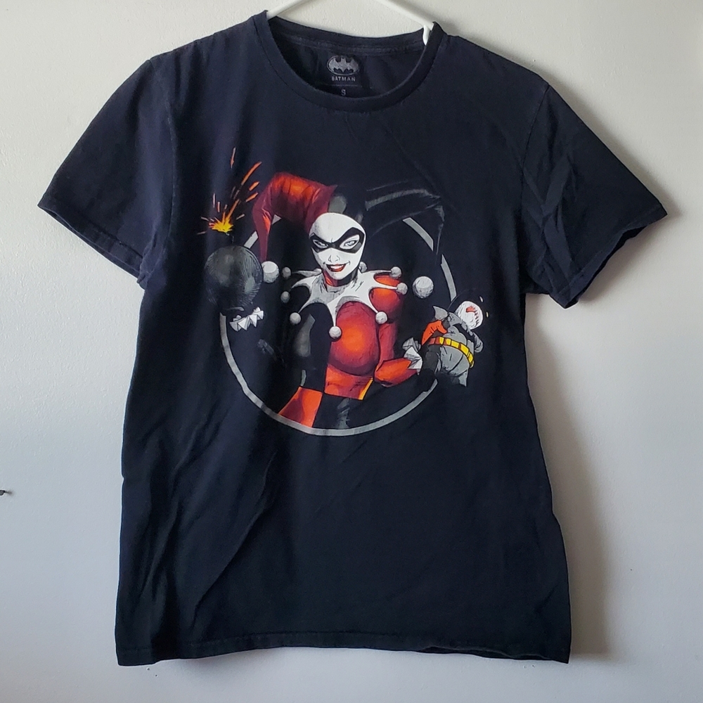 Black DC Harley Quinn Batman Mens Small T-shirt